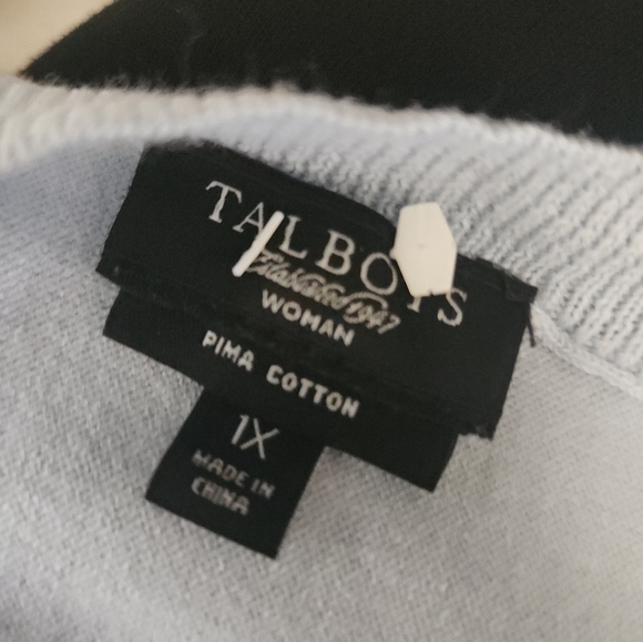 Talbots Pima Cotton Baby Blue Sweater Top Size 1X Plus - Picture 6 of 6
